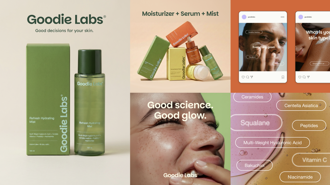 Goodie Labs brand world — packaging, campaign imagery, and content as an example of creator-led creative direction.